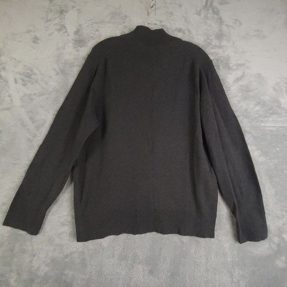 Eddie Bauer Mens Sweater‎ Pullover Crew Mock Neck Knit 1/4 Zip Black XL - Picture 2 of 7